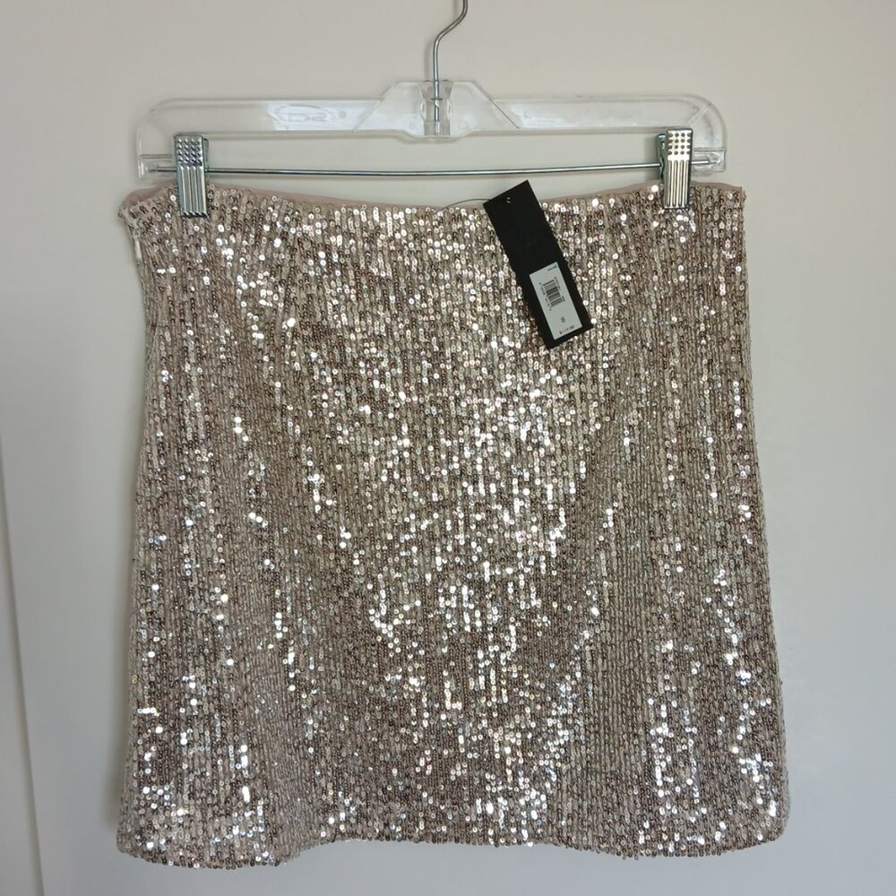 NWT Banana Republic Champagne Color Sequin Mini Skirt, Lined, Size 8